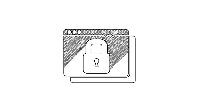 Black line Secure your site with HTTPS, SSL icon isolated on white background. Internet communication protocol. 4K Video motion graphic animation