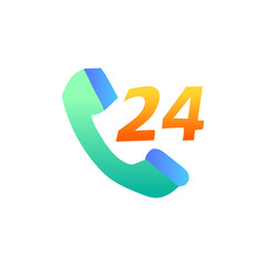 24 Hours service shopping icon  in gradient color style, isolated on white background 