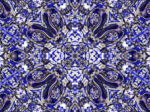 Blue floral seamless pattern in Russian gzhel background