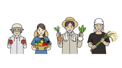 農業 農家 収穫 野菜 稲作 果物 男女 イラスト素材 Wall Mural Senryu