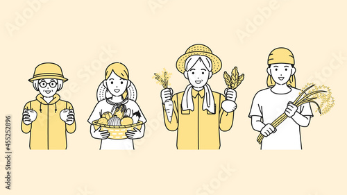 農業 農家 収穫 野菜 稲作 果物 男女 イラスト素材 Apple Wall Mural App Senryu