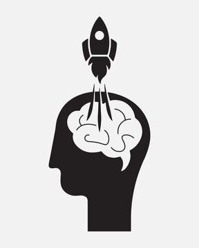 Brainstorming icon. Great idea and big think strategy silhouette. Vector illustration isolated on white background
