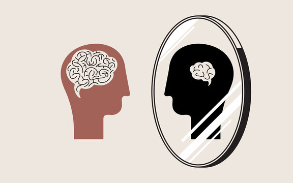 Low Self Esteem. Self Doubt And Inner Critic. States Of Mind Concept. Vector Illustration