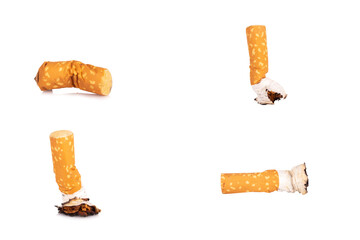 cigarette butts isolated on white background