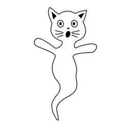 A ghost cat with bulging eyes and open mouth