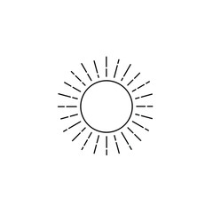 Linear sun logo,  Retro Sun Ray, Sun Burst Emblem, Sunshine Sunburst Logo, Isolated Vector Illustration