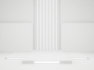 Fototapeta premium 3D scientific product stand. White stage.