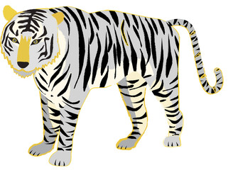 イラスト素材：寅年　リアルなトラ全身　手描き筆タッチ　3色
