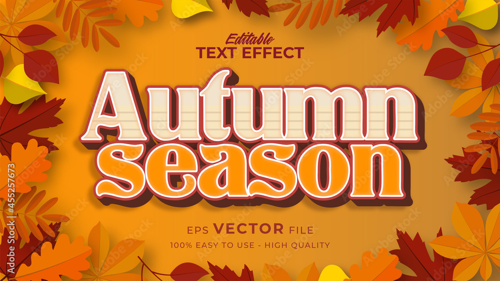 Poster editable text style effect - autumn text with maple leaves illustration