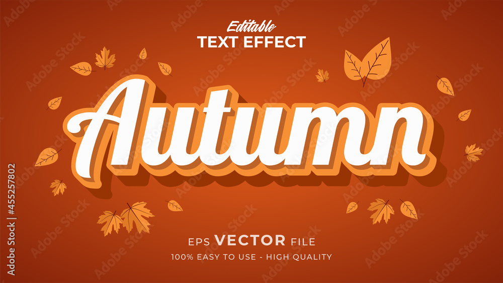 Poster editable text style effect - autumn text with maple leaves illustration