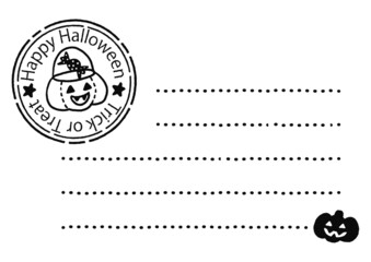 ハロウィンのメッセージカード、Trick or Treatのラベルデザイン