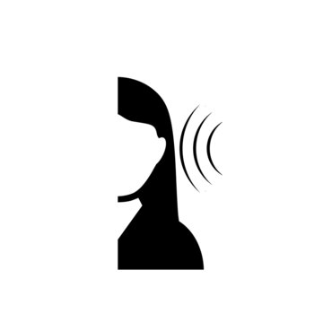 recommend clip art: Ear listen sound signal icon isolated on white background