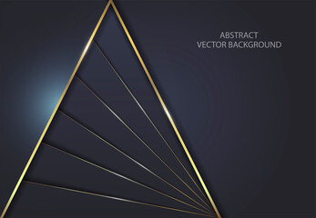 Abstract design. Straight gold lines on a dark blue background.