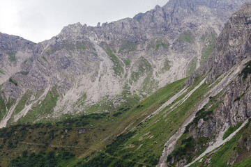 Panorama of Alps opening from Fellhorn peak, Bavaria, Germany	