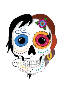 Day Of Dead or Mexican halloween cute cartoon isolation on white background