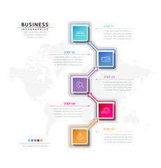 Obraz premium Vector illustration, infographics design, template, marketing, information, with 5 options or steps