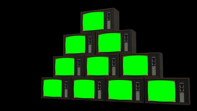 Retro set green old tv screen Vintage receiver mockup able to loop seamless 4k