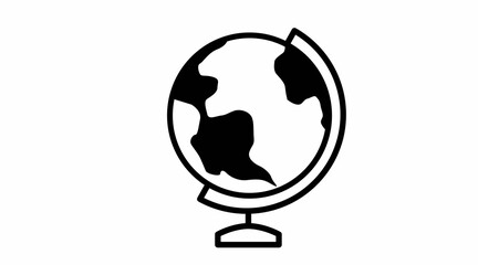 Globe Earth Icon. vector isolated editable black and white illustration