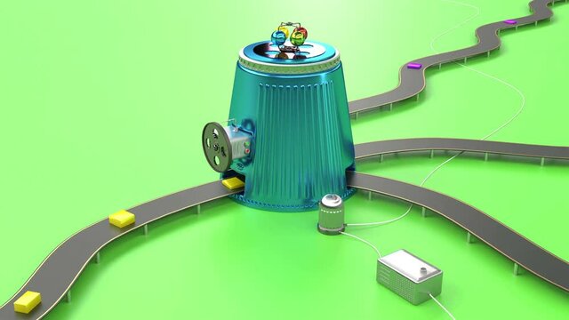 Packaging with mechanism poste sorting Production process automated machine able to loop seamless 4k