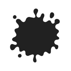 Vector ink splat icon. Paint splash monochrome flat symbol isolated. Spot sign, logo illustration.