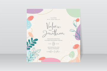 Naklejka na ściany i meble Wedding card template with pastel color background design