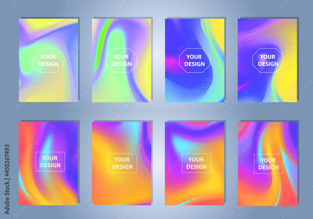 Poster abstract colorful vector blurred gradient backgrounds. holographic template for your cover and desig