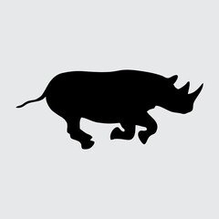 Rhino Silhouette, Rhino Isolated On White Background