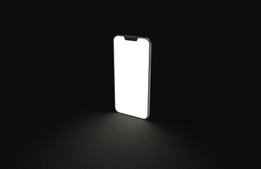 Realistic isometric black frameless smartphone mockup perspective 3d