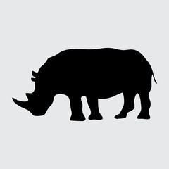 Rhino Silhouette, Rhino Isolated On White Background