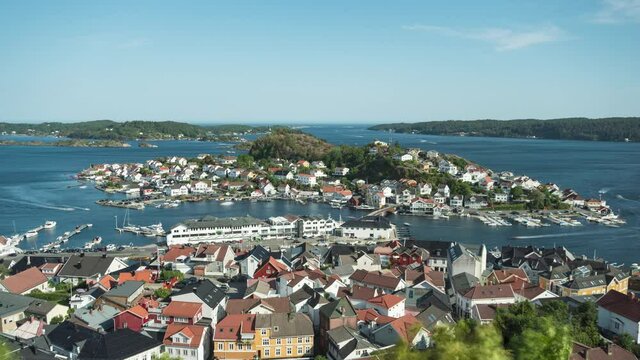 Time lapse of boats at Kragerø coastal town in Telemark county, Norway