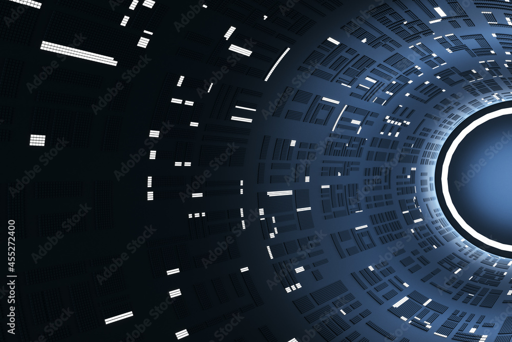 Poster abstract round geometric wallpaper with circle. design and technology concept. 3d rendering.