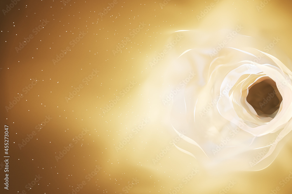 Poster creative brown cosmic hole on blurry background. space and abstraction concept. 3d rendering.