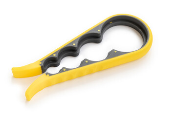 yellow opener for cans of different sizes. kitchen accessories.