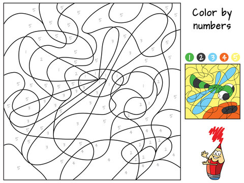 Dragonfly. Color by numbers. Coloring book
