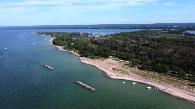 Drone Footage of Presque Isle State Park is a 3,200-acre sandy peninsula that arches into Lake Erie. As Pennsylvania&rsquo;s only &ldquo;seashore.Presque Isle begins with the Erielhonan, a Native American tribe.