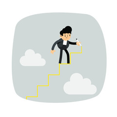 business man drawing a ladder