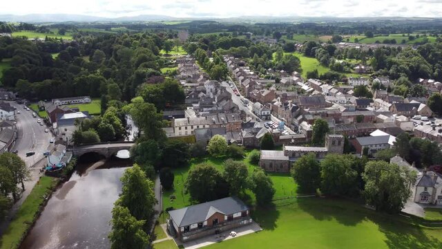 Appleby in Westmorland market town in Cumbria England aerial footage