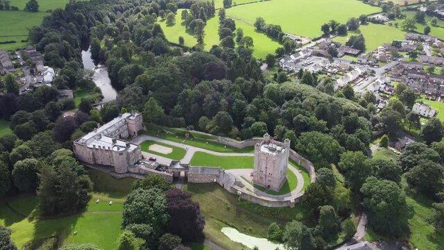 Appleby Castle England overhead aerial footage 4K