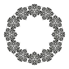 Elegant floral round ornament.Mehndi pattern. For the design of wall, menus, wedding invitations or labels, for laser cutting, marquetry. Digital graphics. Black and white.
