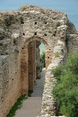 Ruins of roman villa Grottoes of Catullus in sirmione at lake garda in itlay