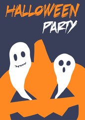 Happy Halloween night poster or death party invitation card.