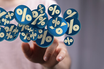 Sales icons floating in the air 3D rendering