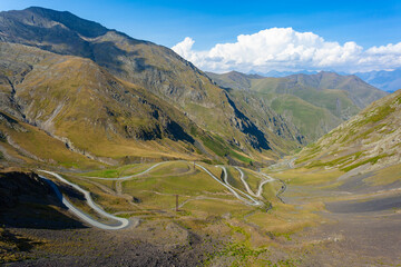 Beautiful view of Abano Gorge in Tusheti, dangerous mountain road in Georgia