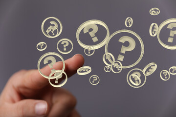 solving problem with digital question marks 3D rendering