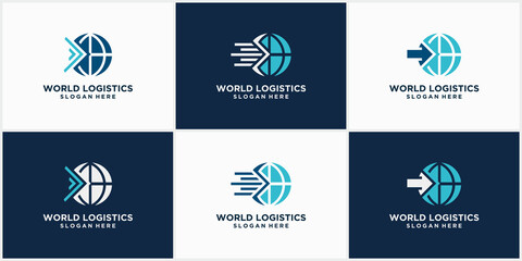 set of logistics freight forwarding logos, Company logistics logos, Arrow Icons, Shipping Icons.