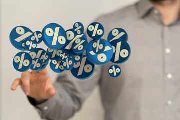 Sales icons floating in the air 3D rendering