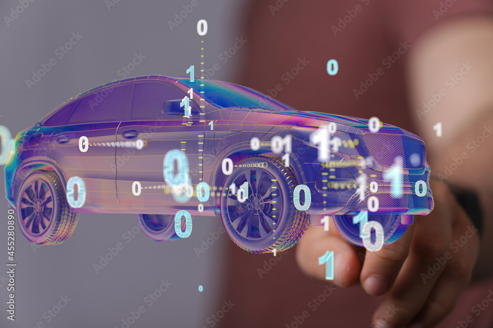 Poster driverless autonomous vehicle with lidar technology