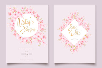 watercolor cherry blossom floral and leaves card set