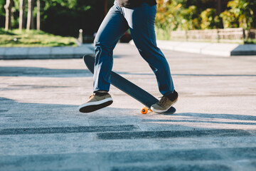 Skateboarder skateboarding outdoors in city