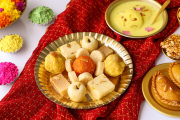 Diwali sweets Gujiya barfi Motichoor Laddu  Rasmalai Indian sweet dessert mithai festival dish Dussehra Holi ganesh chaturthi Ram navami Durga puja durga ashtami Navratri Mumbai Kerala India Sri Lanka